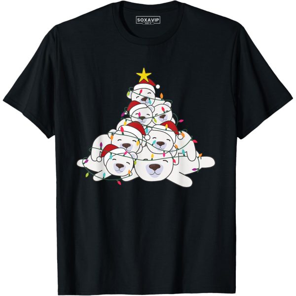 Polar Bear Christmas Tree Funny Animal Christmas T-Shirt