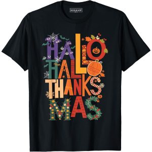 Hallo Thanksmas Funny Halloween Thanksgiving Christmas T-Shirt