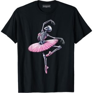 Skeleton Dancing Ballet Lovers Spooky Halloween T-Shirt